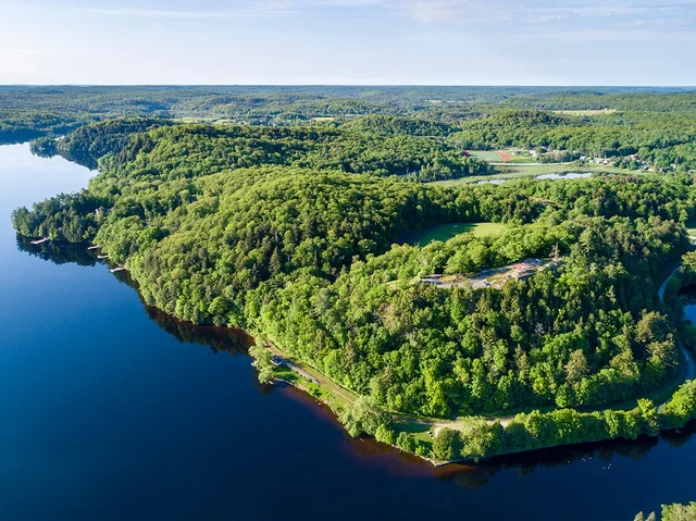 aerial forest lake at The Summit