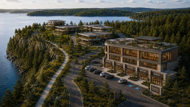 Lookout over Muskoka forest and water